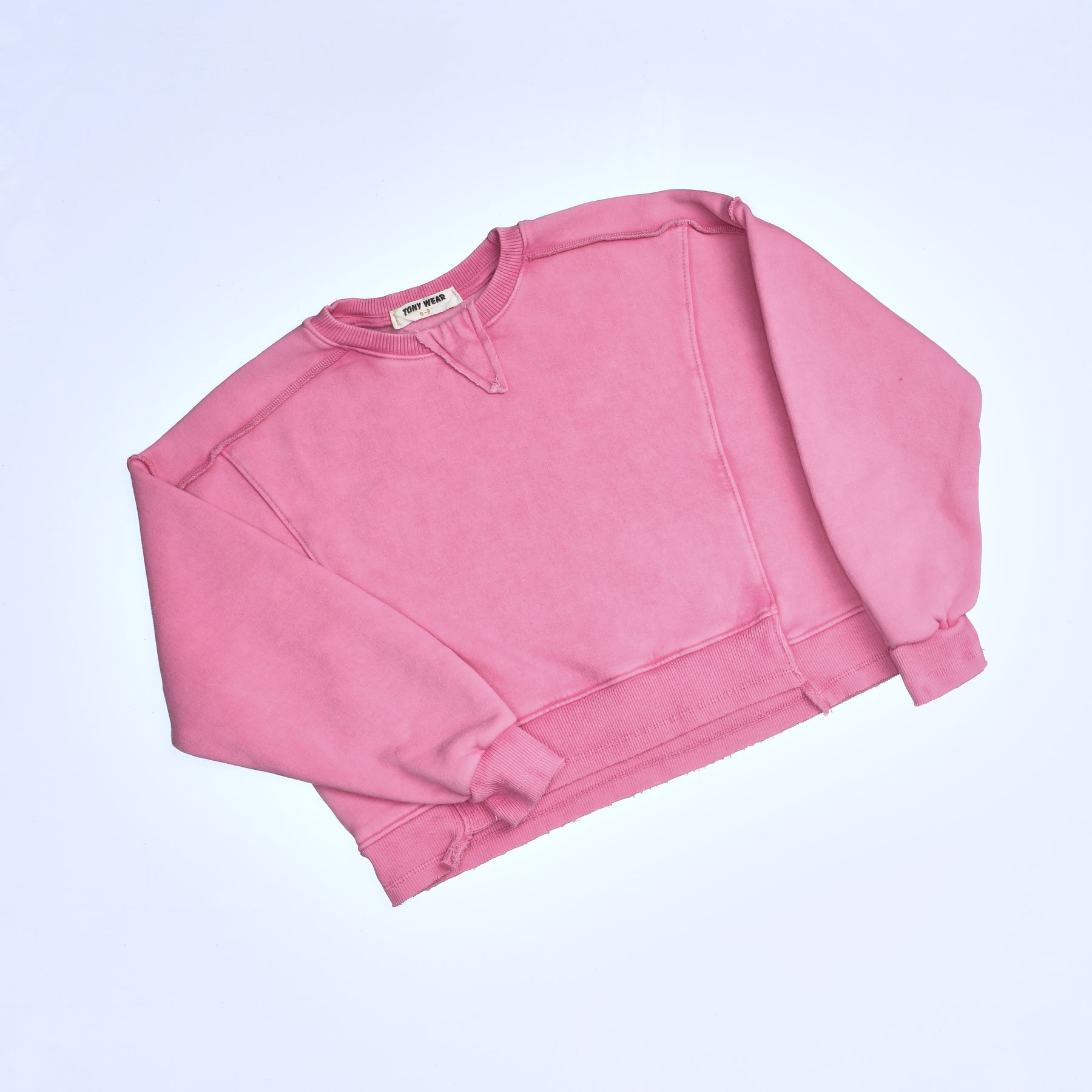 Girls Crew Neck Crop Padded Melton (Pink)