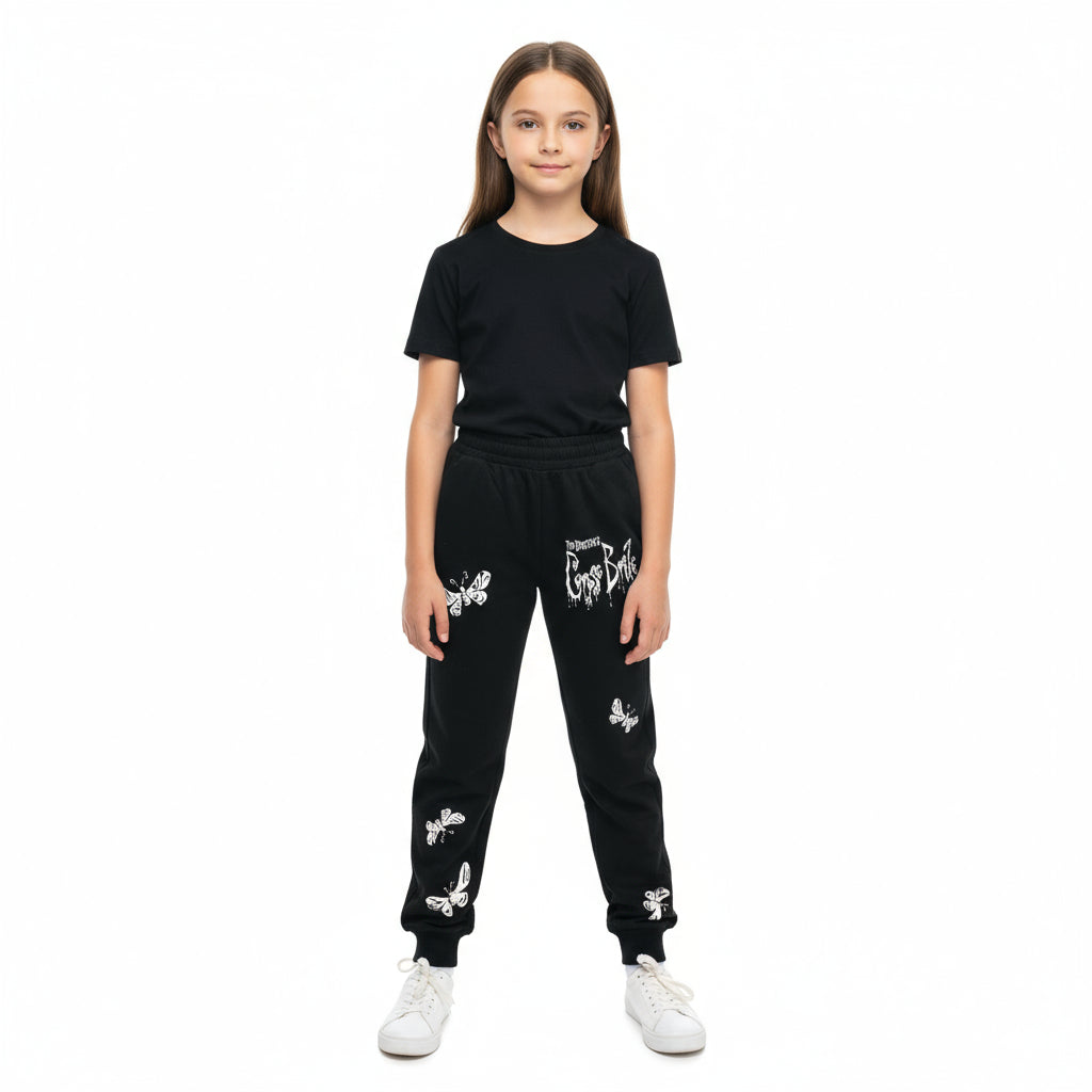 Girls Pants Melton Butterfly (Black)