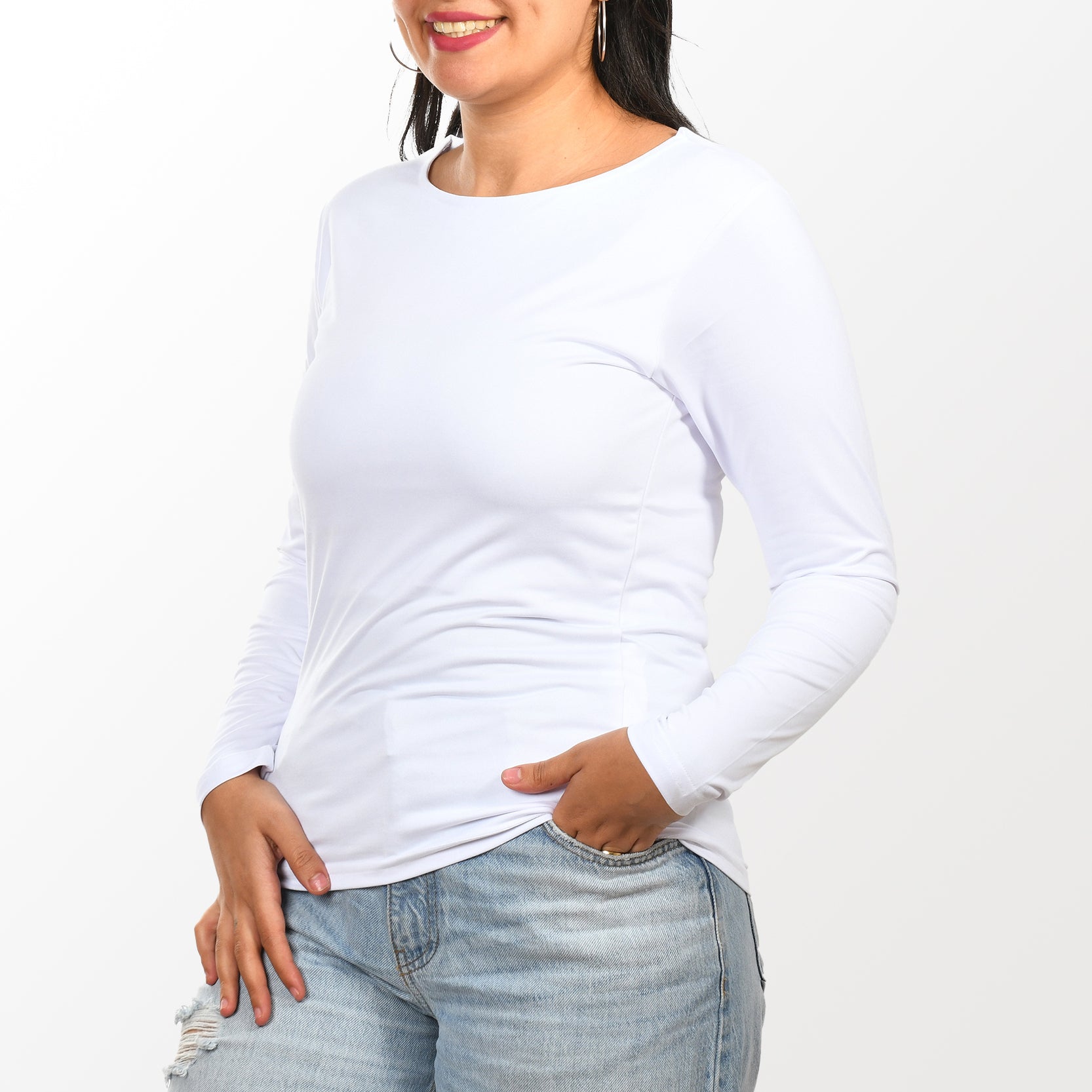 Women top Sleeve Zara Crew Neck (Polyamide)-White