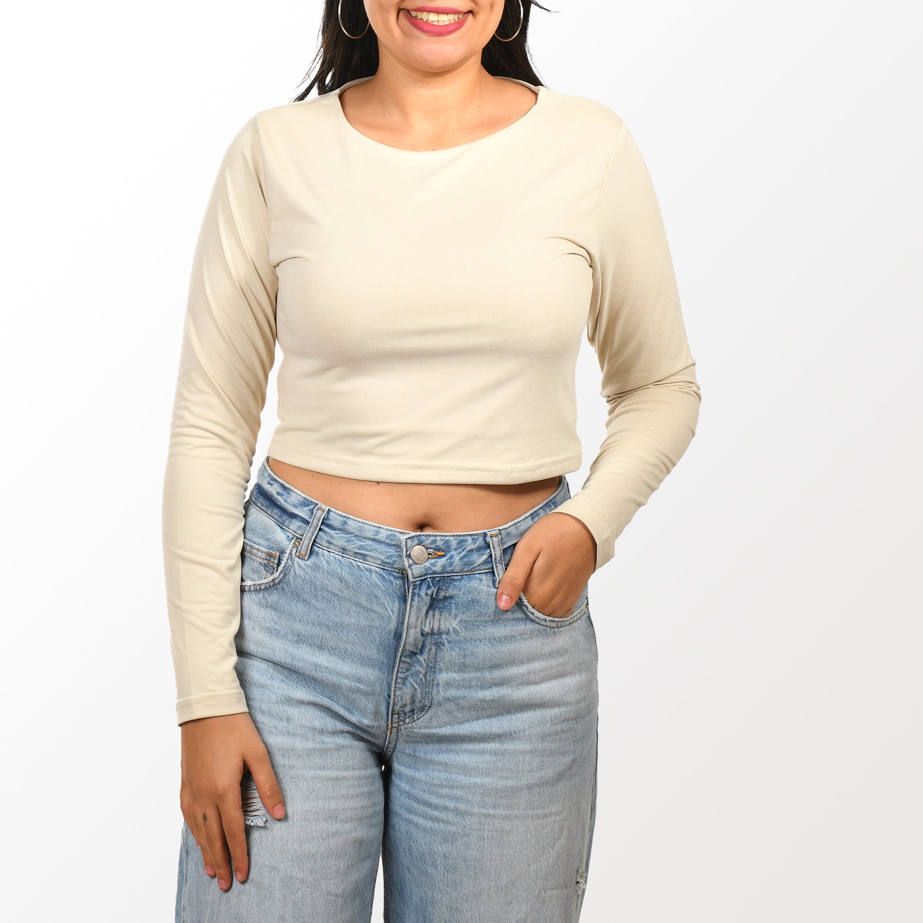 Women top Sleeve Zara (Polyamide)-Beige