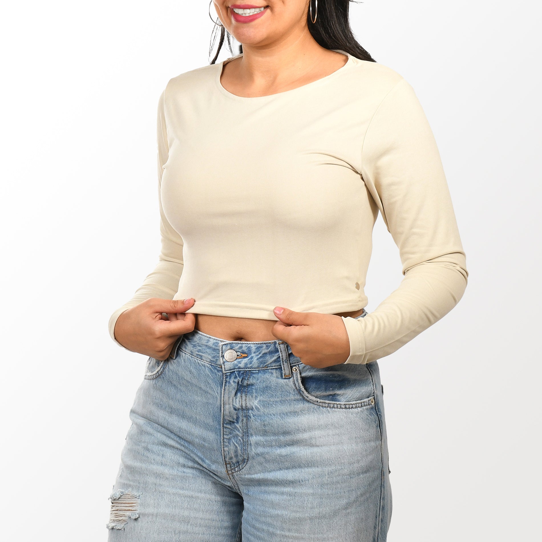 Women top Sleeve Zara (Polyamide)-Beige