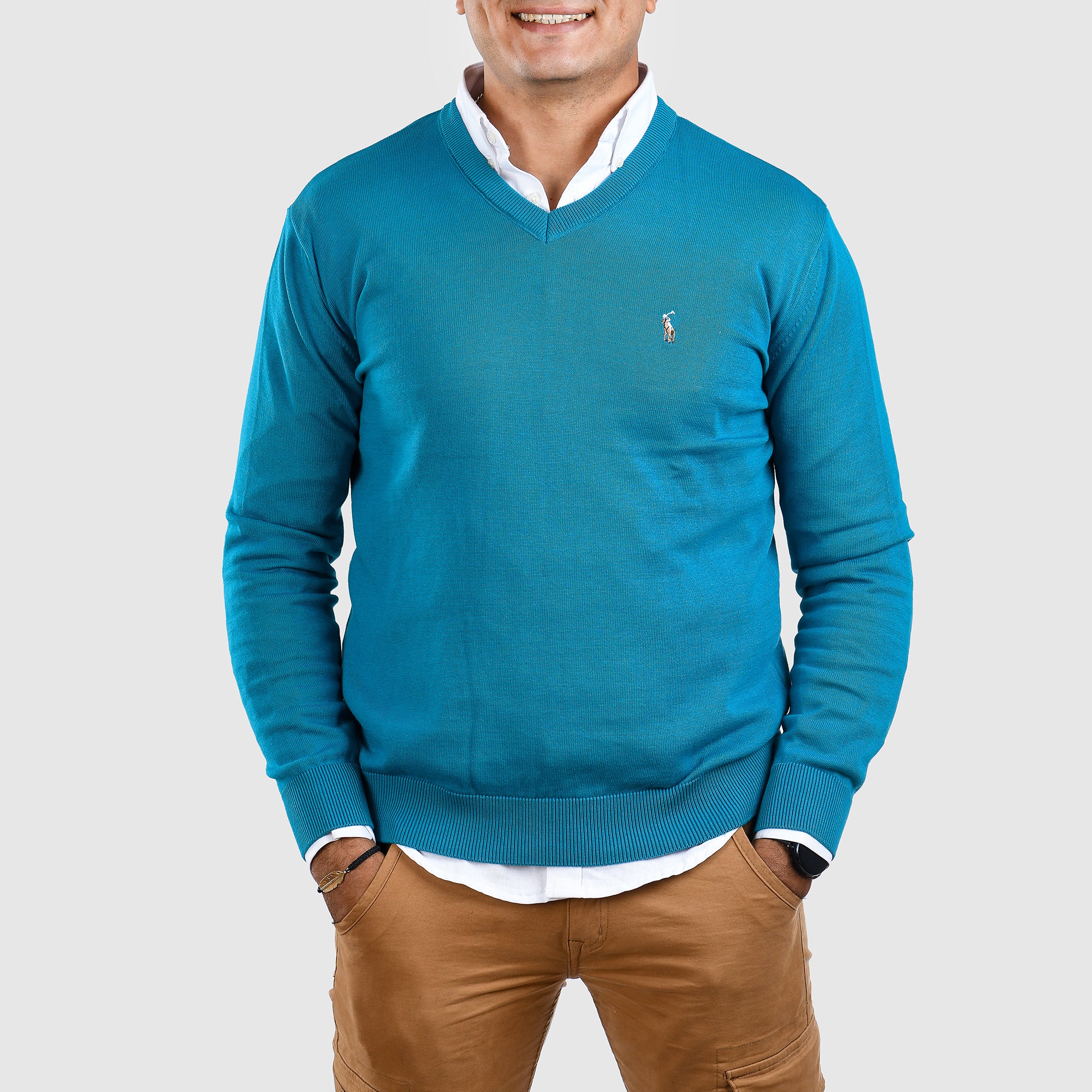 Men Pullover Rh V Neck (bule)